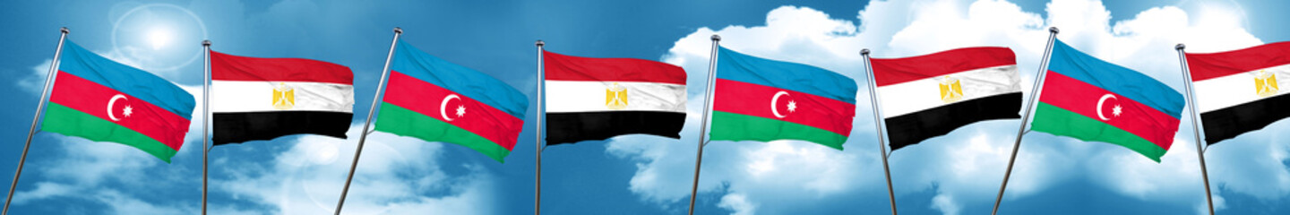 Fototapeta na wymiar Azerbaijan flag with egypt flag, 3D rendering