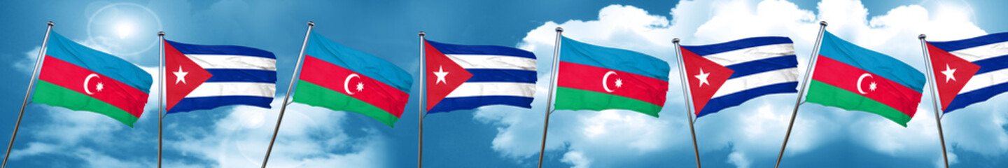 Azerbaijan flag with cuba flag, 3D rendering
