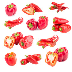 Set of different variations of red peppers