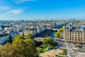 Paris Panorama. View from Cathedral Notre Dame de Paris. France