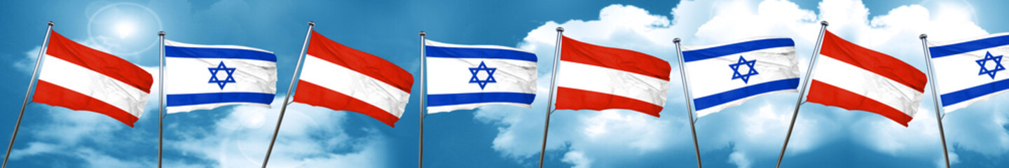 Austria flag with Israel flag, 3D rendering