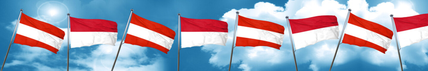 Austria flag with Indonesia flag, 3D rendering