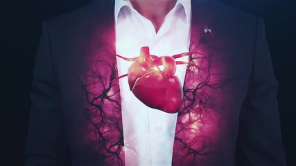 Hologram vessels and the heart, veins, to the brutal man - Powered by Adobe