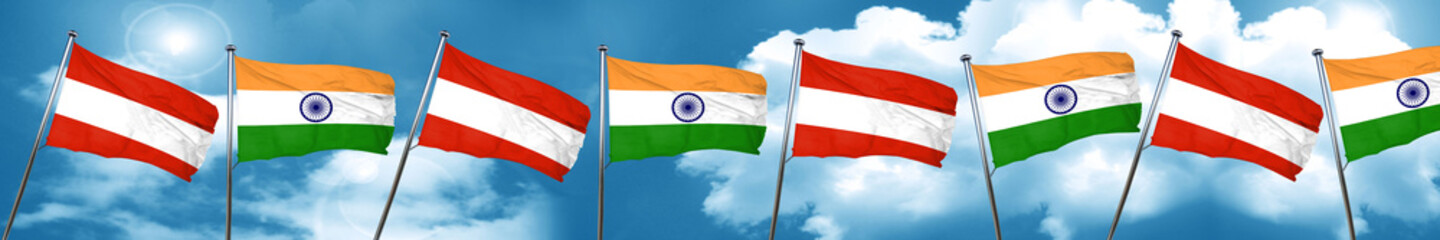 Austria flag with India flag, 3D rendering