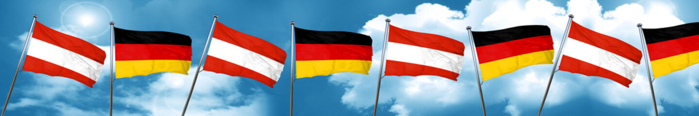 Austria flag with Germany flag, 3D rendering