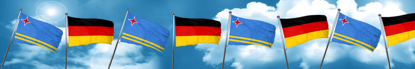 aruba flag with Germany flag, 3D rendering