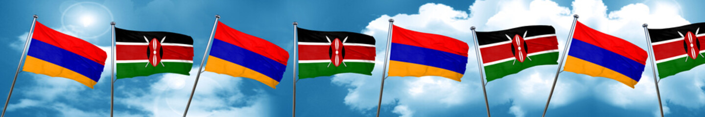Armenia flag with Kenya flag, 3D rendering