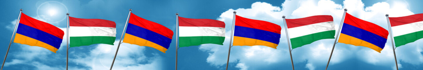 Armenia flag with Hungary flag, 3D rendering
