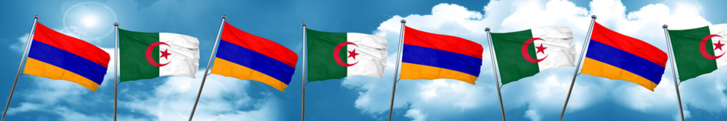 Fototapeta na wymiar Armenia flag with Algeria flag, 3D rendering