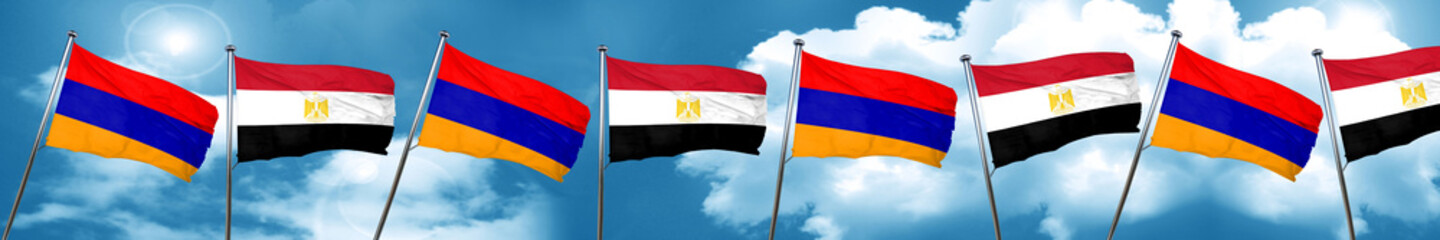 Armenia flag with egypt flag, 3D rendering