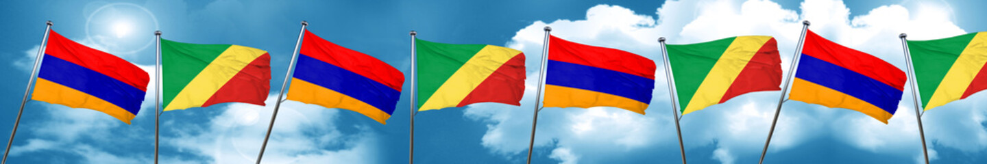 Armenia flag with congo flag, 3D rendering