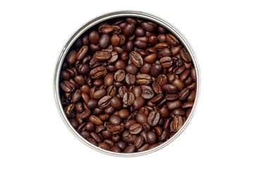 coffee beans in the form of a circle on a white background