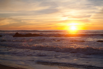 Fototapeta na wymiar Sunset at Manhattan Beach, Half Moon Bay, California