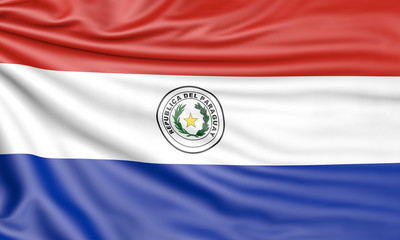 Obraz premium Flag of Paraguay, 3d illustration with fabric texture
