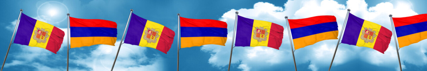 Andorra flag with Armenia flag, 3D rendering