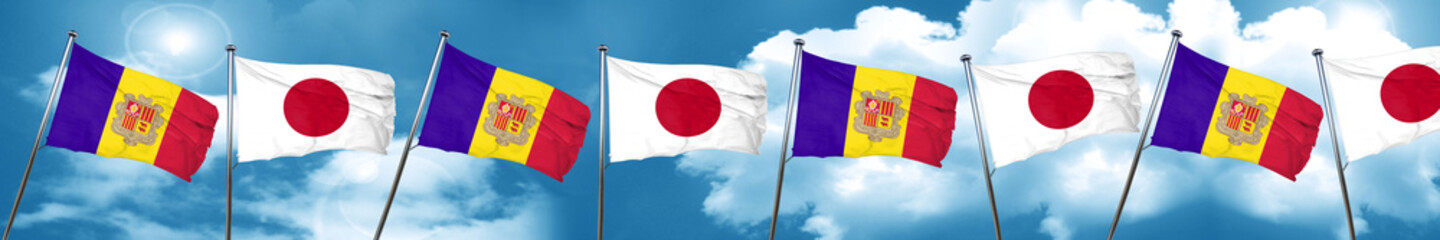 Andorra flag with Japan flag, 3D rendering