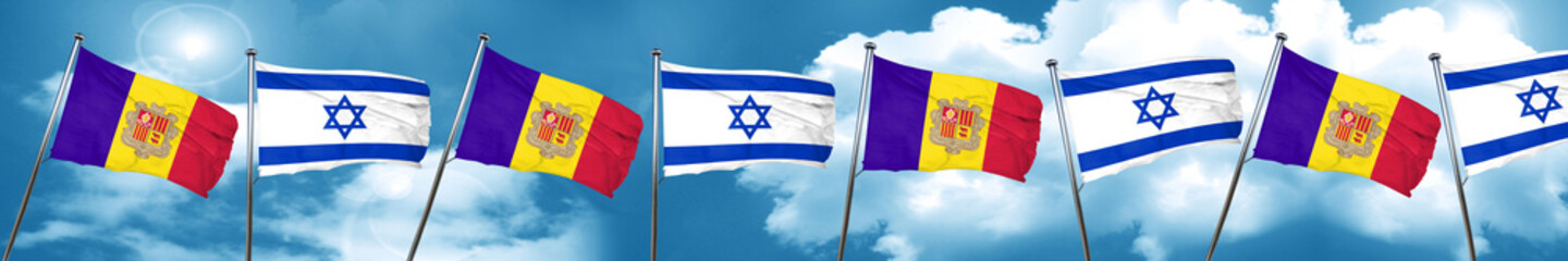 Andorra flag with Israel flag, 3D rendering