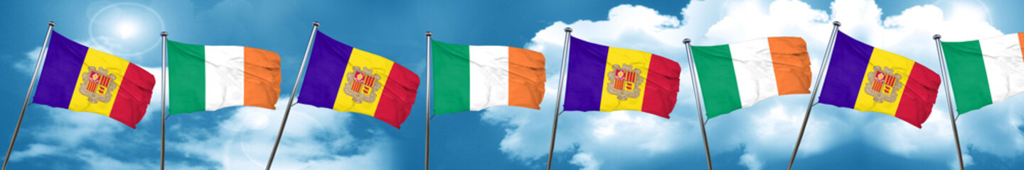 Andorra flag with Ireland flag, 3D rendering