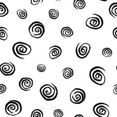 Graphic Seamless Pattern With Hand-Drawn Grunge Spirals