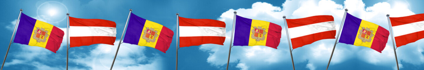 Andorra flag with Austria flag, 3D rendering