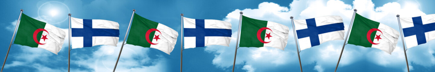 algeria flag with Finland flag, 3D rendering