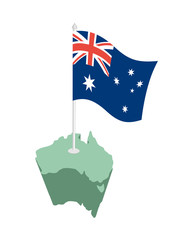 Australia map and flag. Australian resource and land area. State