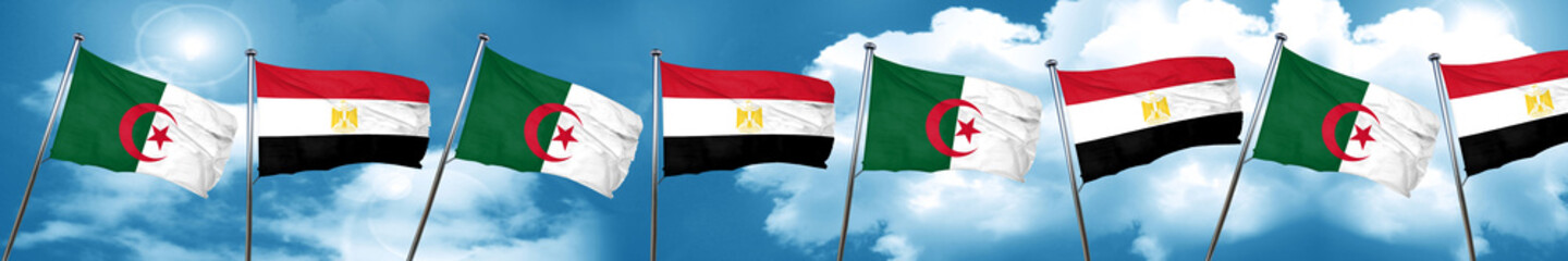 Naklejka na ściany i meble algeria flag with egypt flag, 3D rendering