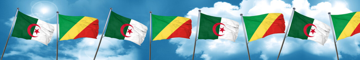 algeria flag with congo flag, 3D rendering