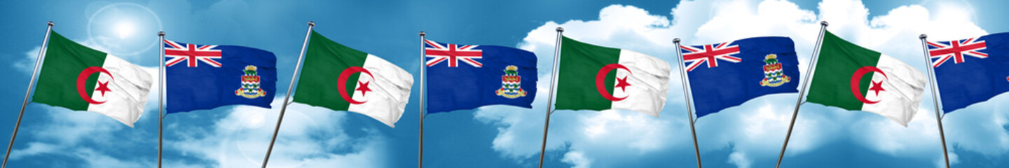 algeria flag with Cayman islands flag, 3D rendering