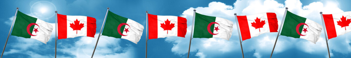 algeria flag with Canada flag, 3D rendering