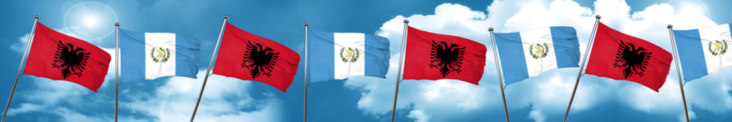 Albania flag with Guatemala flag, 3D rendering