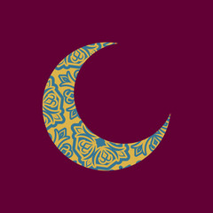 Crescent Arab pattern. Illustration for Eid Mubarak. Ramadan isl