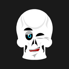 Skull winks Emoji. skeleton head happy emotion isolated
