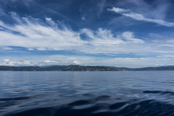Blue Sea of Mediterranean with Beatiful Clouds