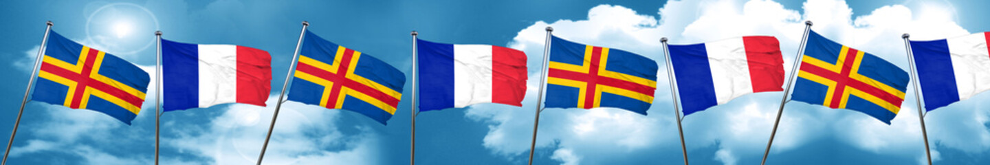 aland islands with France flag, 3D rendering