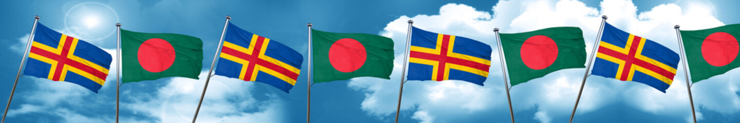 aland islands with Bangladesh flag, 3D rendering