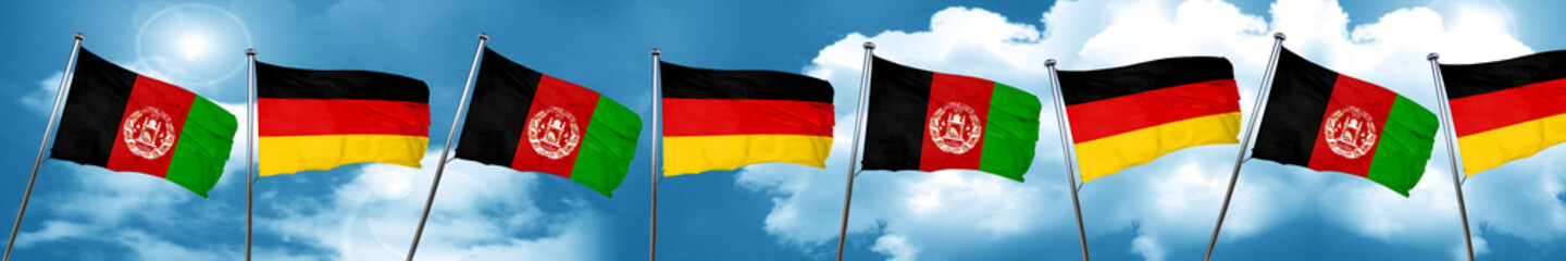 Afghanistan flag with Germany flag, 3D rendering