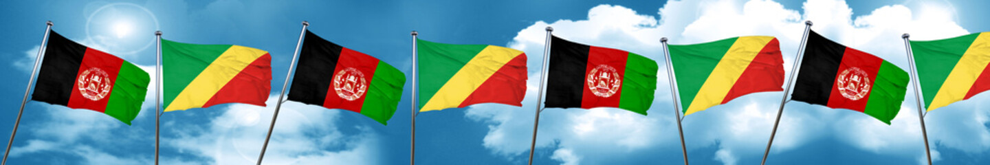 Afghanistan flag with congo flag, 3D rendering