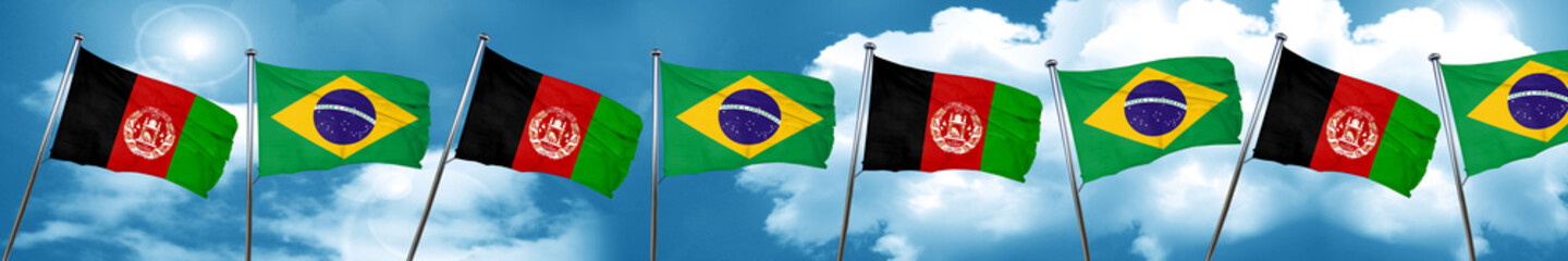 Afghanistan flag with Brazil flag, 3D rendering