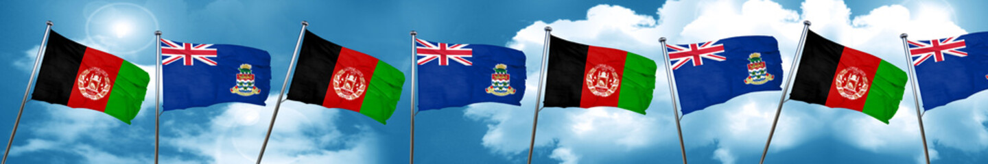 Afghanistan flag with Cayman islands flag, 3D rendering
