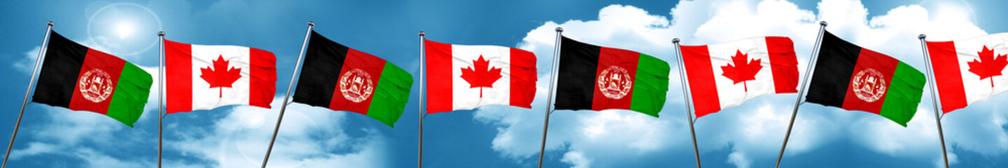 Afghanistan flag with Canada flag, 3D rendering