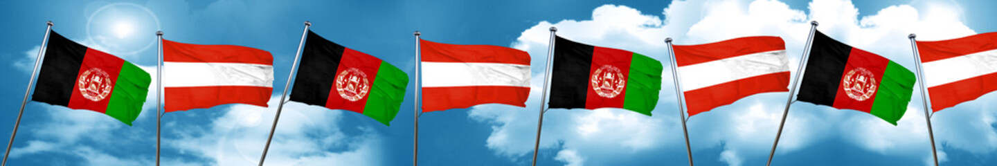 Afghanistan flag with Austria flag, 3D rendering