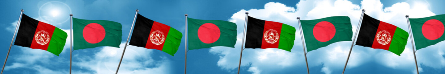 Afghanistan flag with Bangladesh flag, 3D rendering