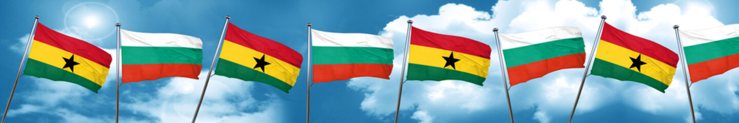 Ghana flag with Bulgaria flag, 3D rendering