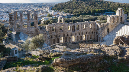Fototapeta na wymiar Odeon of Herodes Atticus in the Acropolis of Athens, Attica, Greece
