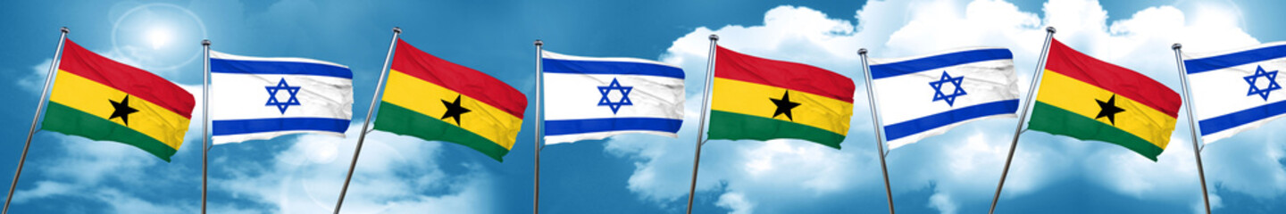 Ghana flag with Israel flag, 3D rendering