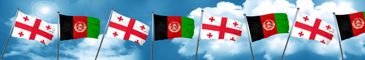 Georgia flag with afghanistan flag, 3D rendering