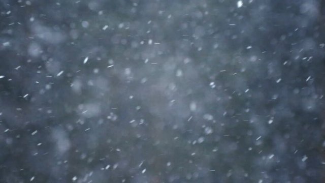 Background of snow fall blowing fast in winter blizzard.