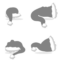 Collection grey Christmas hats isolated on white background, vector, illustration