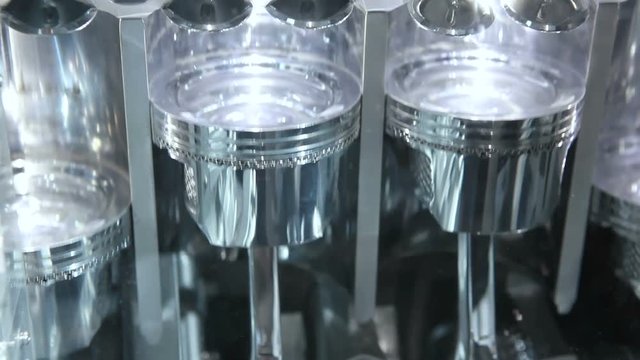 Cross section of car engine 